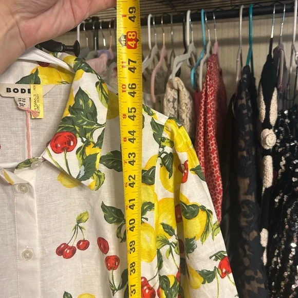 Boden Clara Linen Blend Shirtdress Lemon Cherry Fruit Print NWT Rare US10 UK14 - Picture 10 of 11